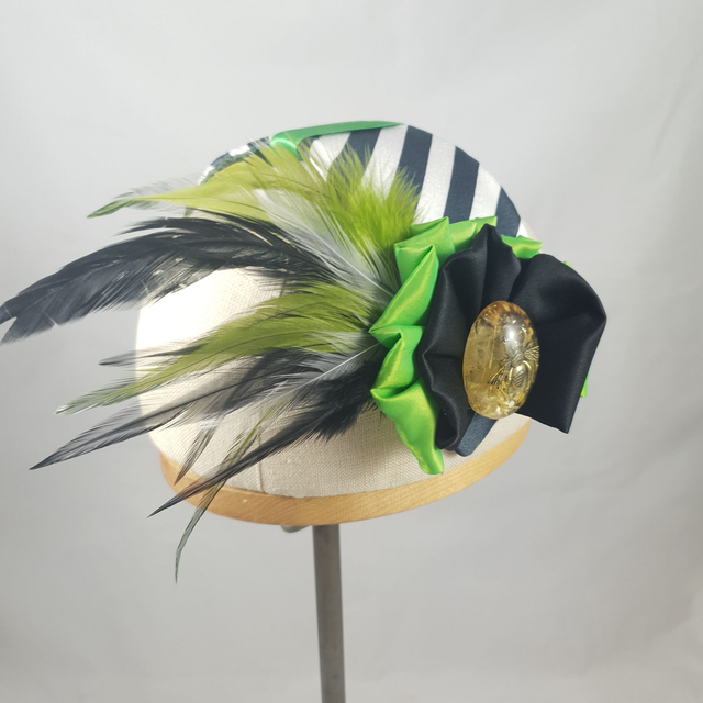 Fascinator serre-tête – Tissu noir et blanc