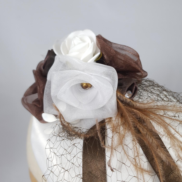 Fascinator goutte – Ivoire et cacao