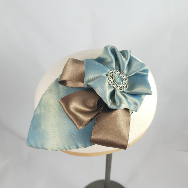 Fascinator goutte – Pétrole satiné