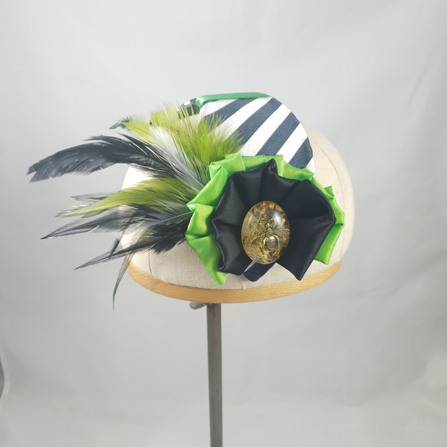 Fascinator serre-tête – Tissu noir et blanc