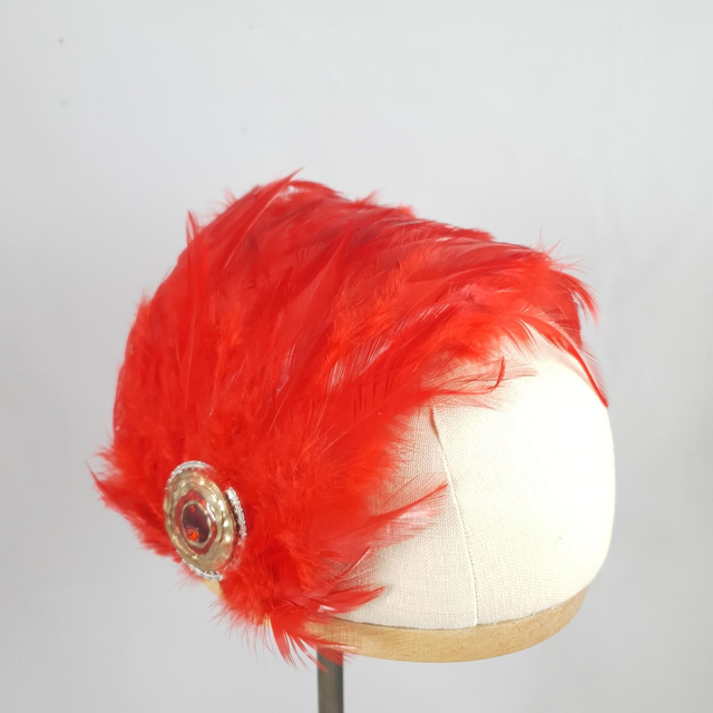 Fascinator allongé – Plumage rouge