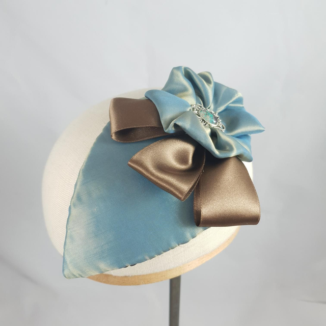 Fascinator goutte – Pétrole satiné