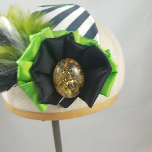 Fascinator serre-tête – Tissu noir et blanc