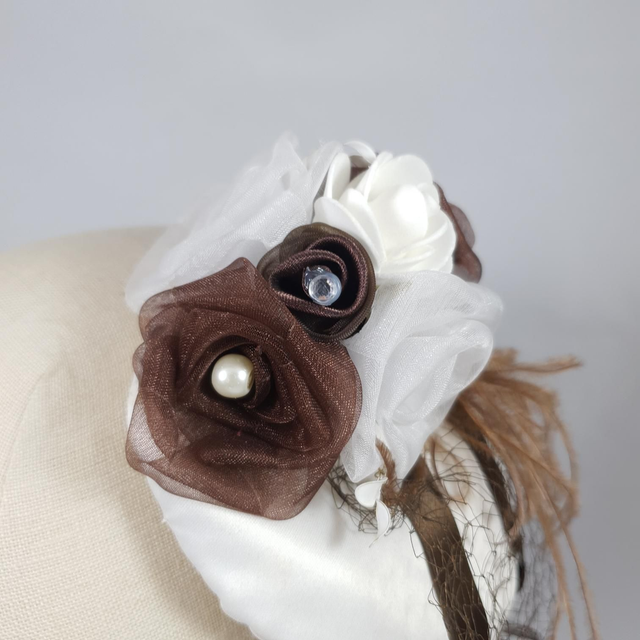 Fascinator goutte – Ivoire et cacao