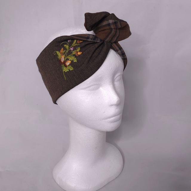 Bandeau Années 50 en tissu marron