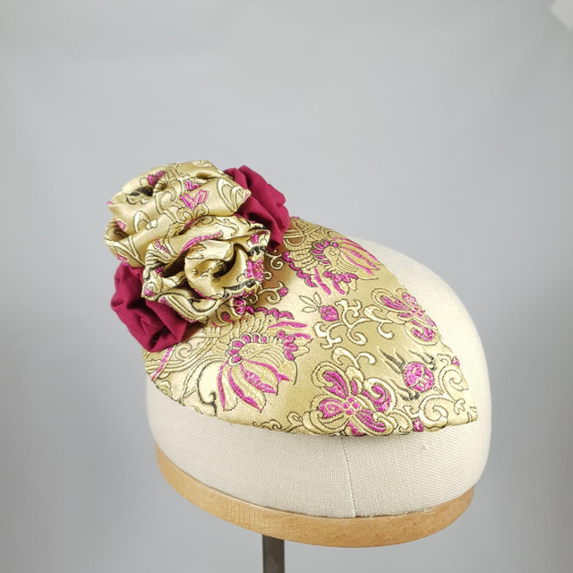 Fascinator goutte – Or et carmin