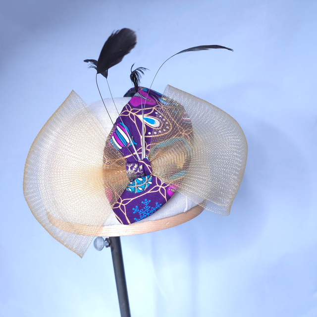 Fascinator serre-tête – Tissu Noël et voile léger