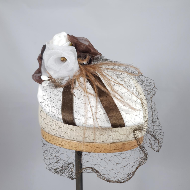 Fascinator goutte – Ivoire et cacao
