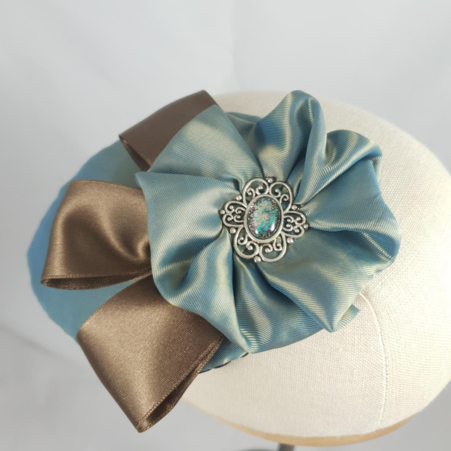 Fascinator goutte – Pétrole satiné